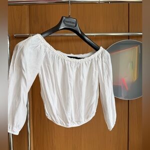 Brandy Melville White Off-Shoulder Cropped Blouse Size Small